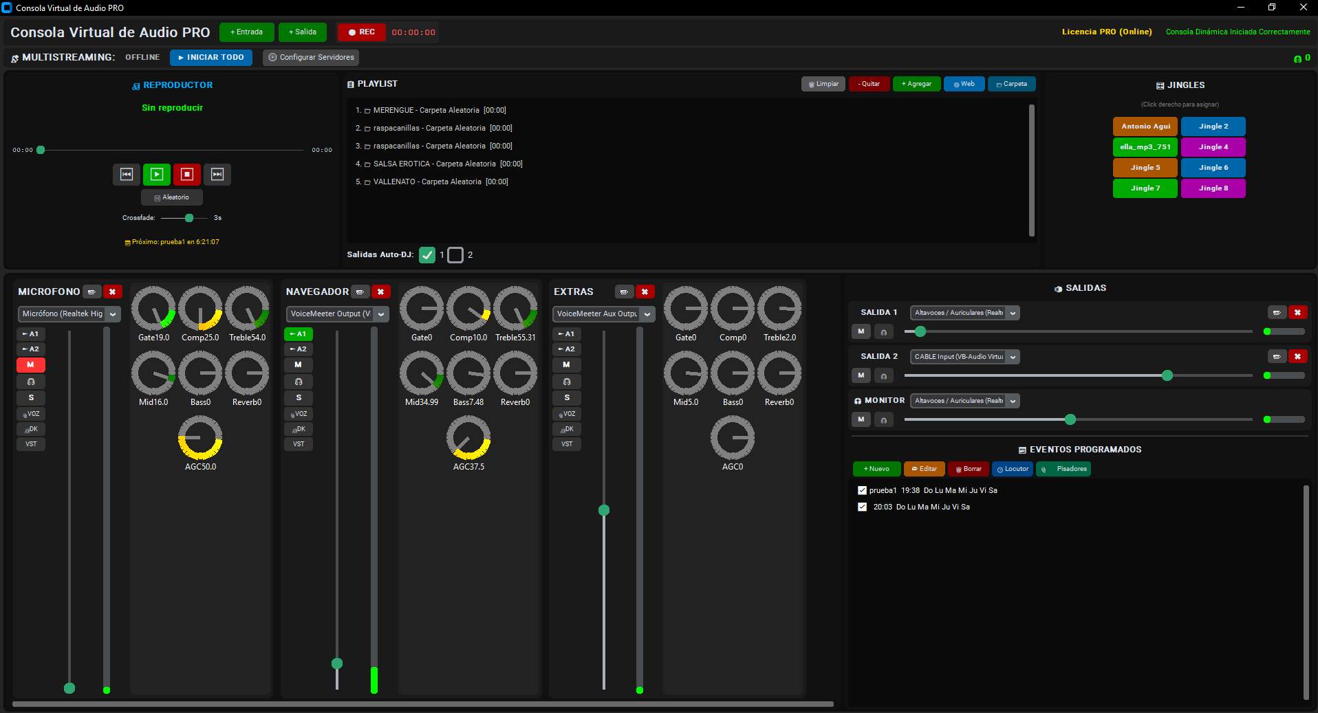 Consola virtual AudioMaster PRO Studio - Radio difucion Nivel Profesional